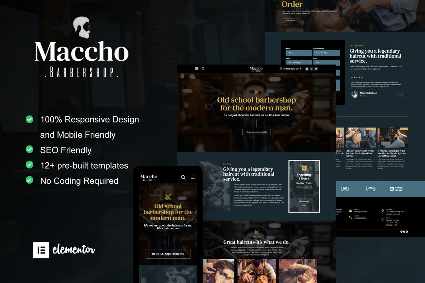 Barbershop Elementor Template Kit - Modern Maccho