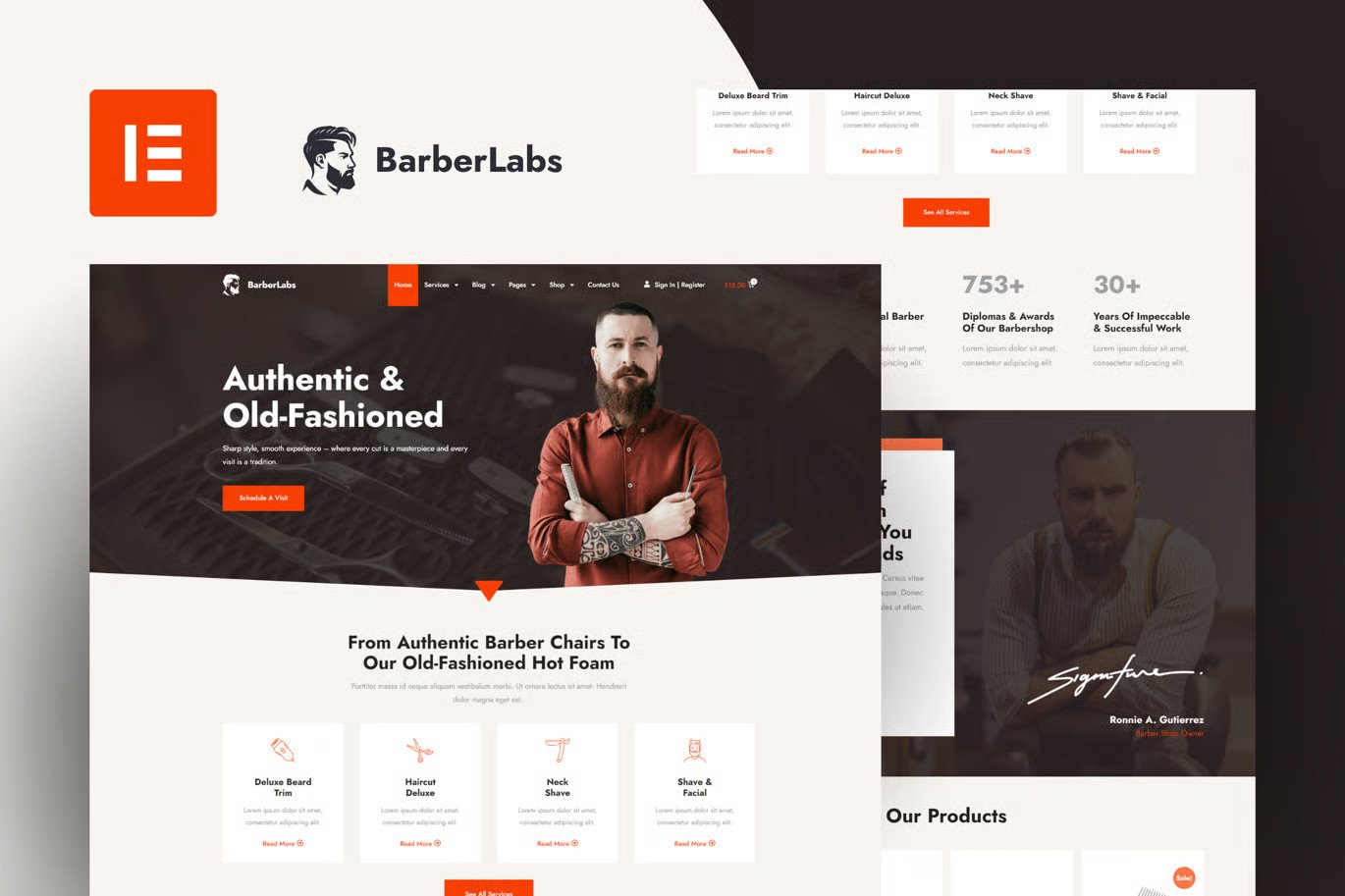 Barber Shop Elementor Template Kit