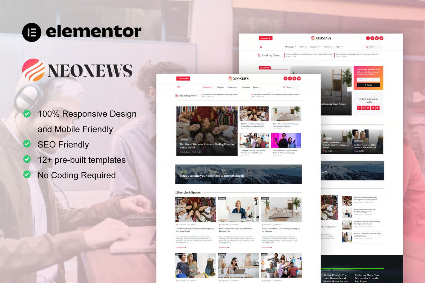 Modern News Elementor Template Kit